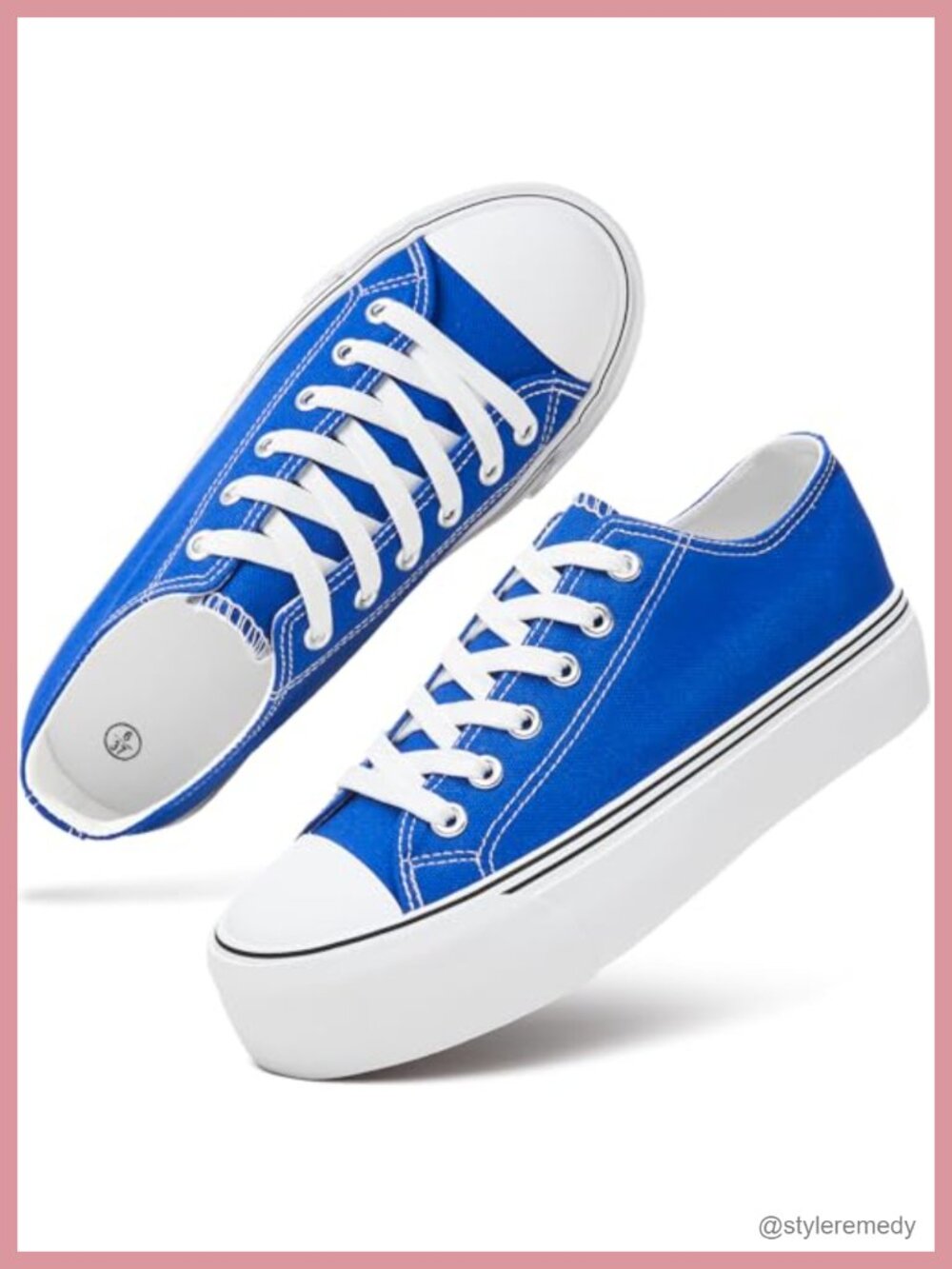 Platform Canvas Sneakers Lace-Up Casual Tennis Shoes with Memory Foam